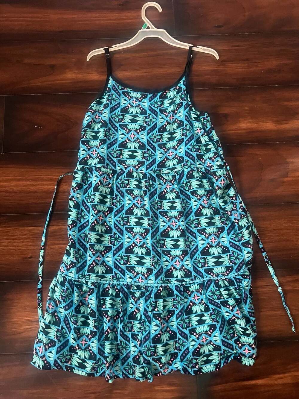 Justice Girls Geometric Tribal Print Tiered Rayon Sundress Size 12